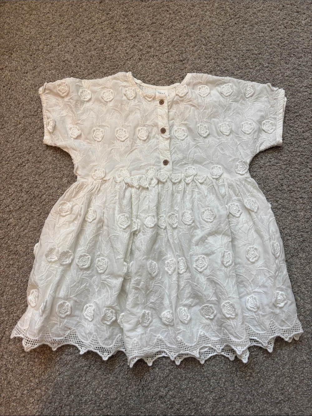 next White Floral Eyelet Button-Front Dress 3T
